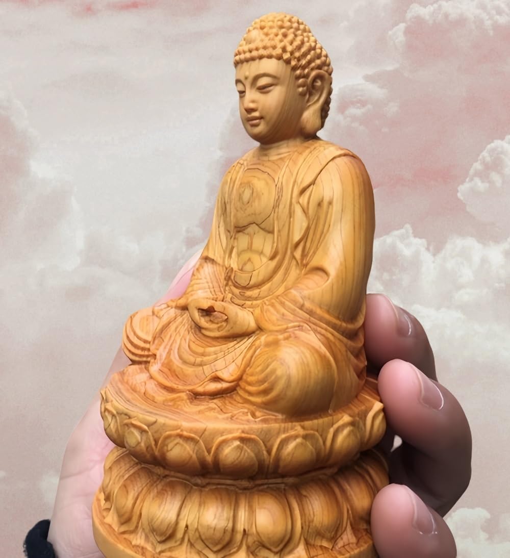 Amazon｜仏像 如来仏 木彫り 釈迦牟尼 装飾品 無垢材 工芸品